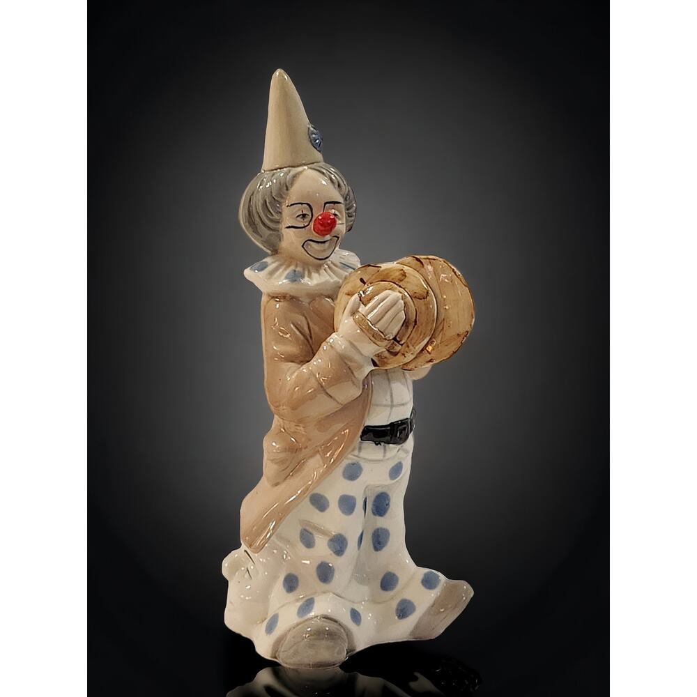 Theatrical Clown 3 Faces Playing Cymbols Pot Belly 10" 1960's-70's Handpainted